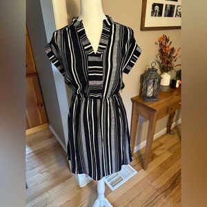 DARK NAVY AND  White Striped Dress